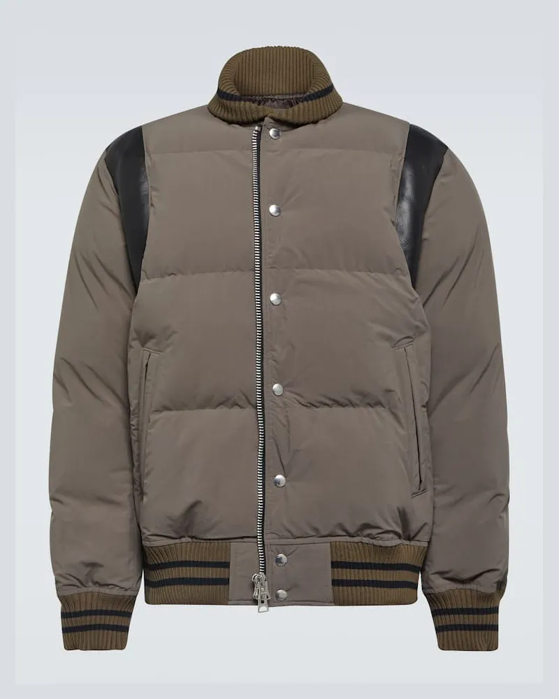 Sacai Bomberjacke mit Leder Beige