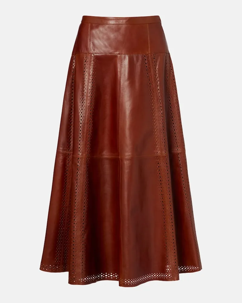 Ulla Johnson Midirock Aninda aus Leder Burgunderrot