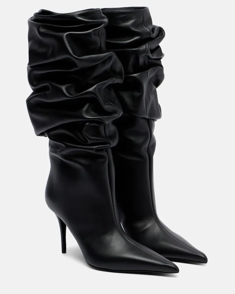 Amina Muaddi Stiefel Anok 90 aus Leder Schwarz