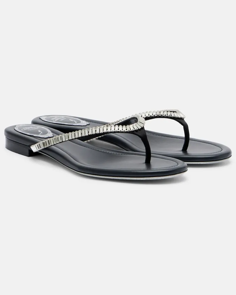 René Caovilla Verzierte Sandalen aus Satin Schwarz