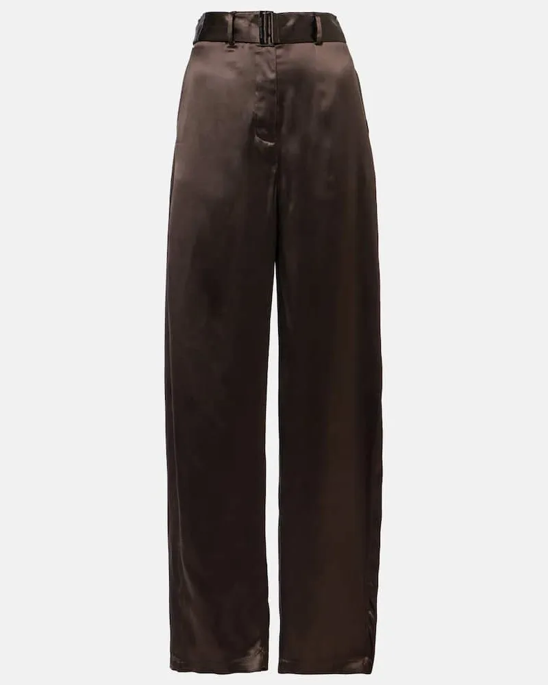 Magda Butrym Gerade Hose aus Satin Braun