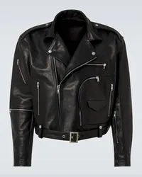 Rick Owens Cropped-Lederjacke Schwarz