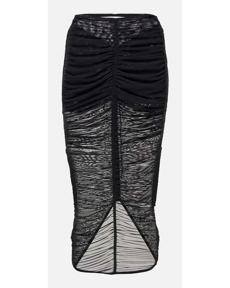 Thierry Mugler Midirock aus Mesh Schwarz
