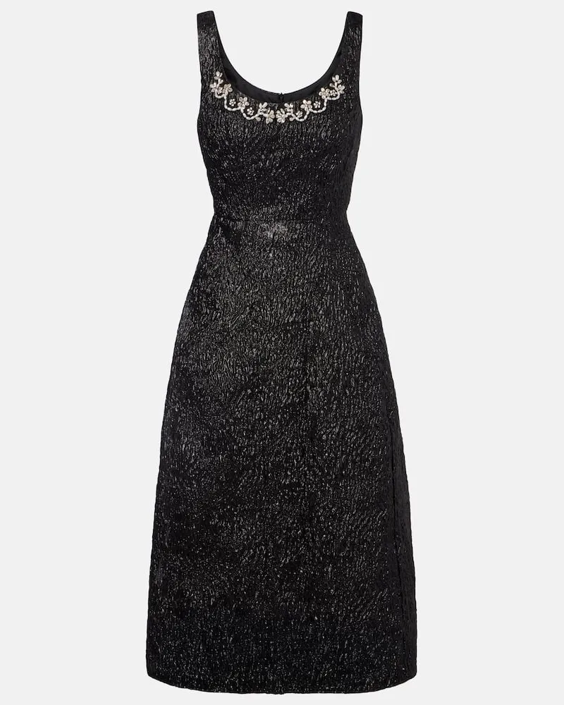 Simone Rocha Verziertes Cocktailkleid aus Lamé Schwarz