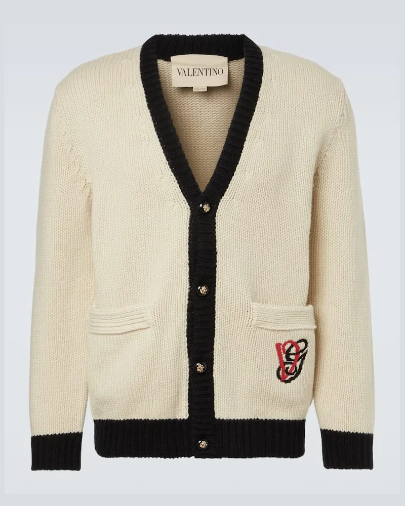 Valentino Garavani Bestickter Cardigan aus Schurwolle Beige