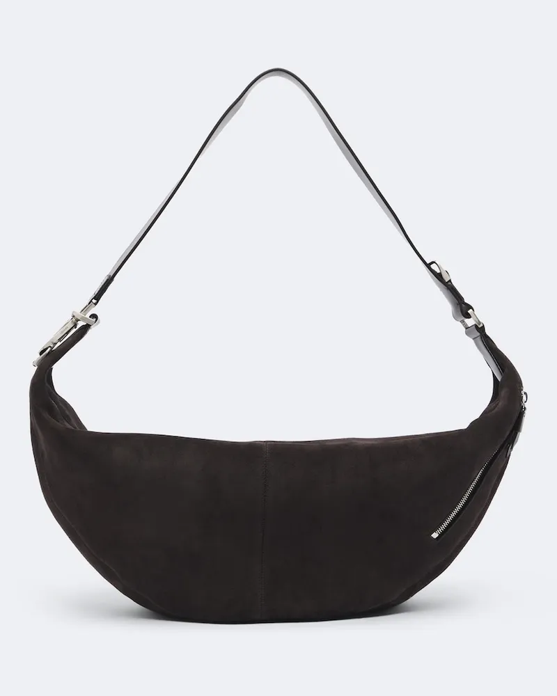 Christophe Lemaire Schultertasche Quiver Clip aus Veloursleder Braun