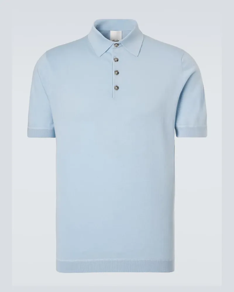 ALLUDE Polohemd aus Baumwolle, Seide und Kaschmir Blau