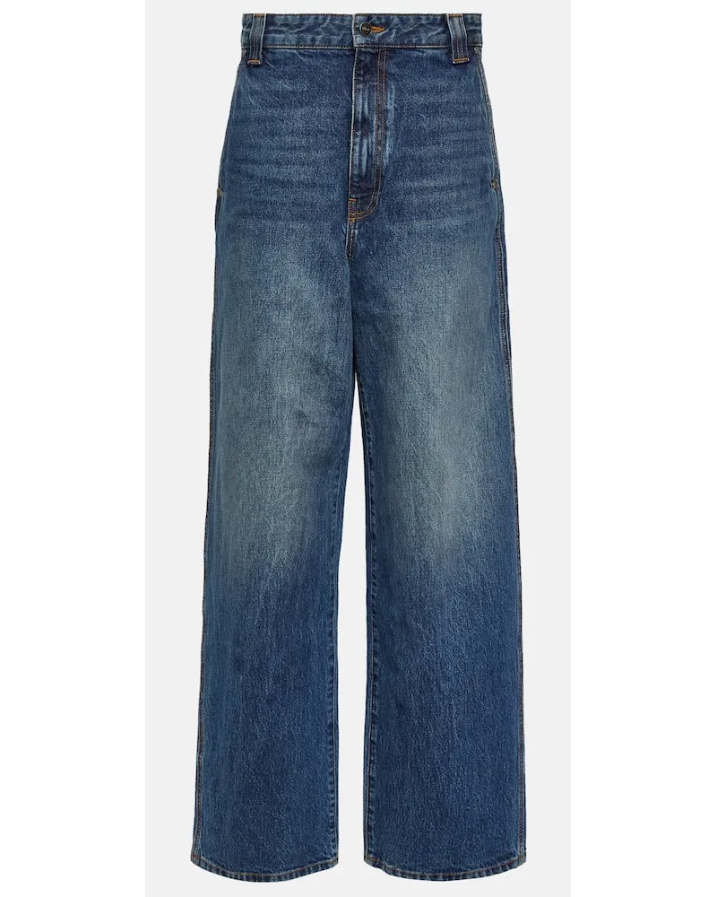 KHAITE Mid-Rise Wide-Leg Jeans Bacall Blau