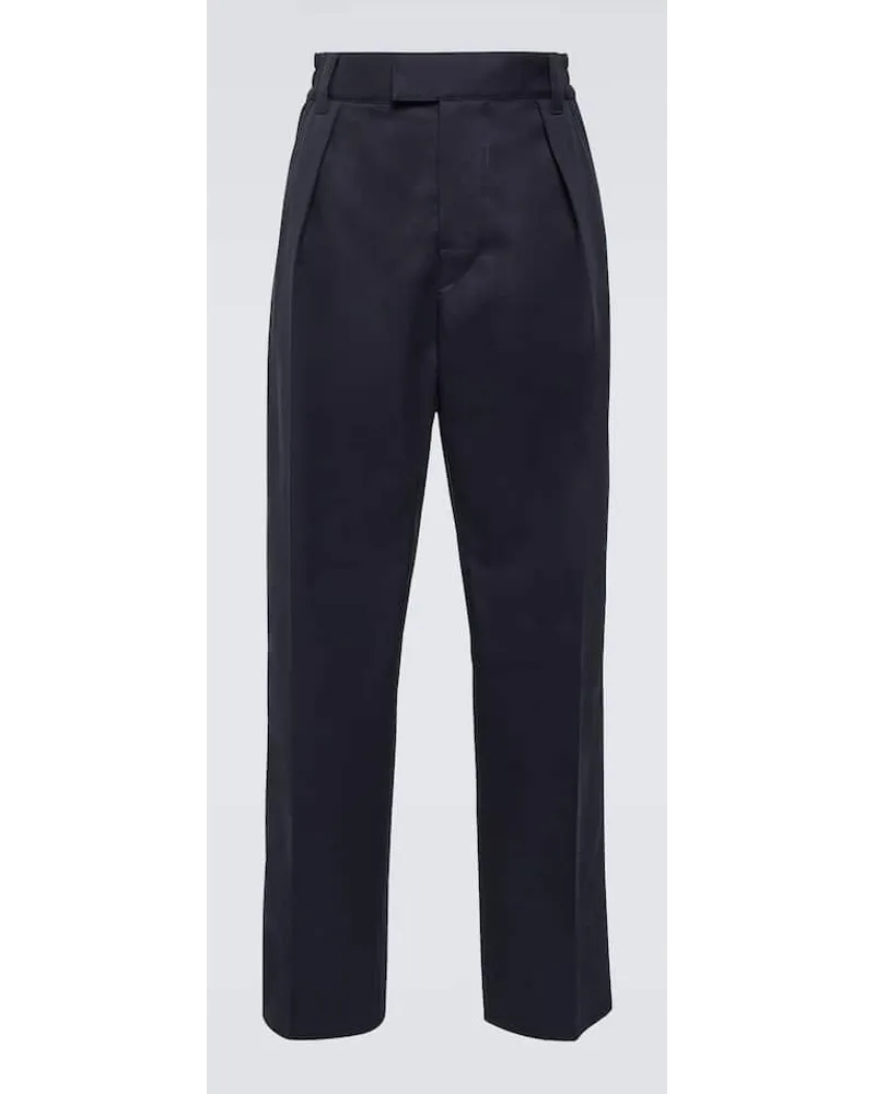 Loro Piana Chinohose Reinga aus Baumwoll-Gabardine Blau