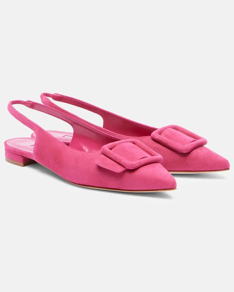 Manolo Blahnik Slingback-Ballerinas Maylura aus Veloursleder Pink