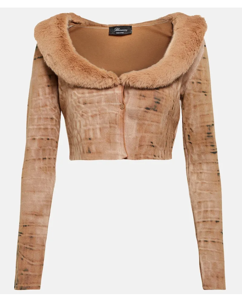 Blumarine Cardigan mit Faux Fur Braun