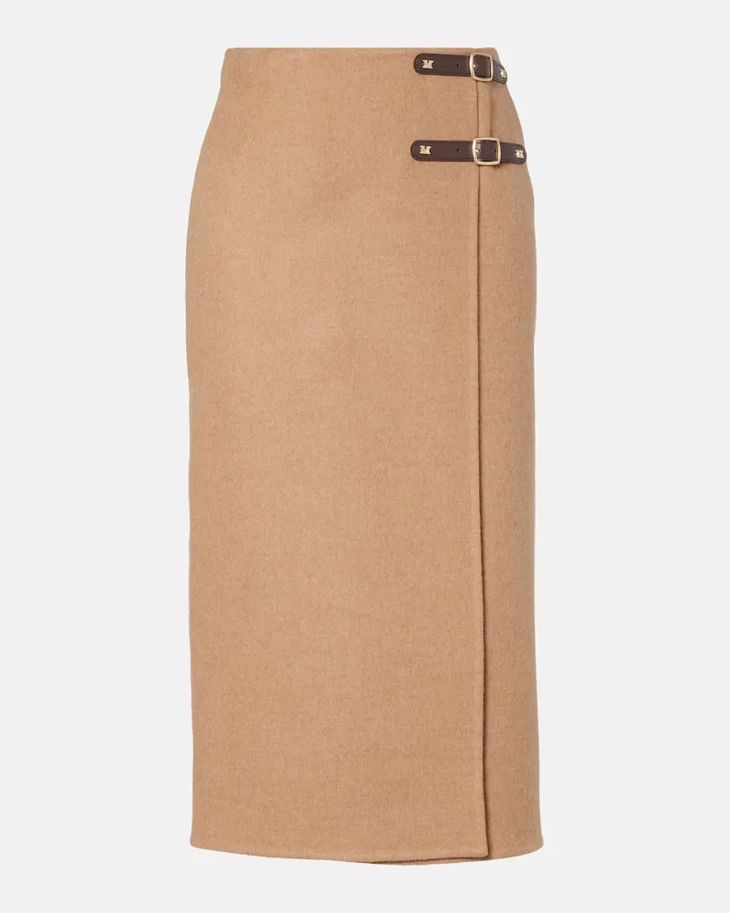 Max Mara Wickelrock Curzio aus Wolle Beige
