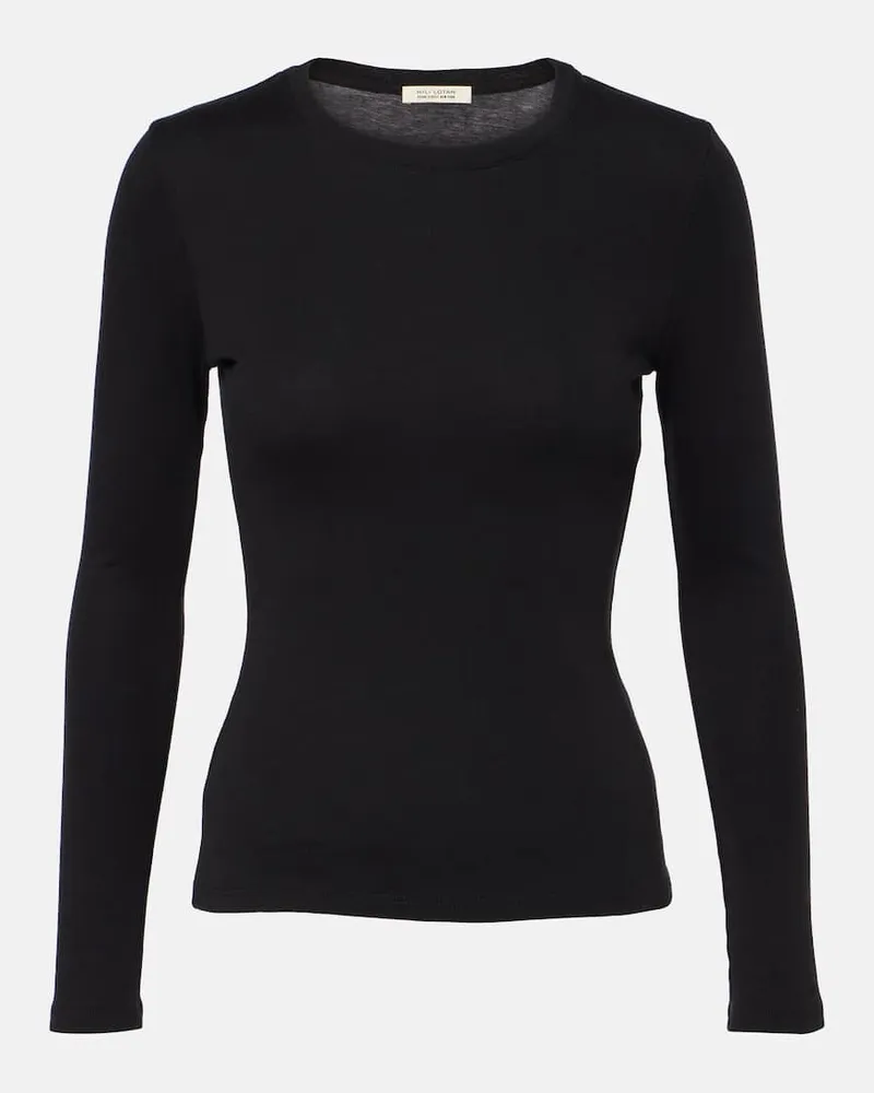 Nili Lotan T-Shirt Emelie aus Baumwoll-Jersey Schwarz