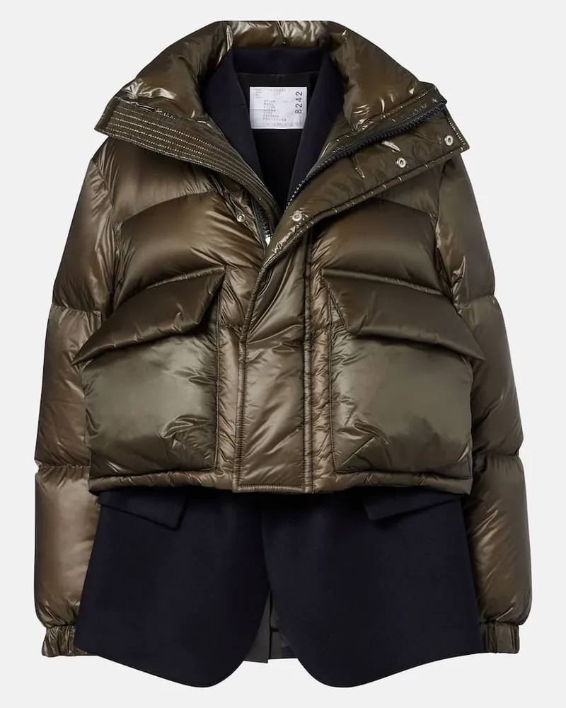 Sacai Daunenjacke aus Wolle Grün