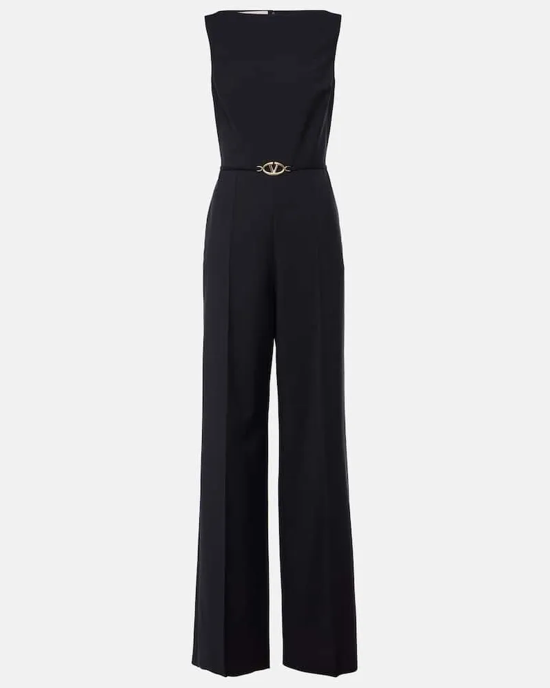 Valentino Garavani Jumpsuit VLogo Signature aus Wolle und Mohair Blau