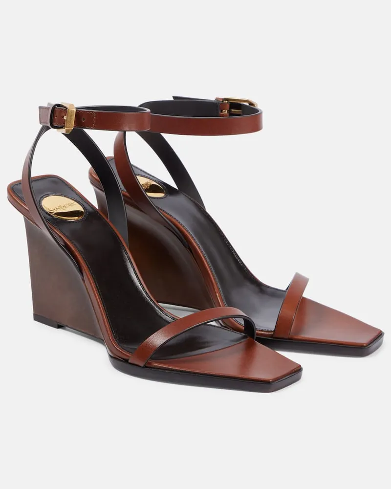 Saint Laurent Wedge-Sandalen May 90 aus Leder Braun