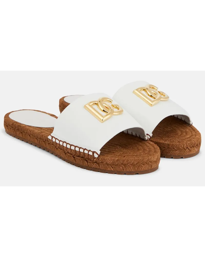 Dolce & Gabbana Espadrille-Pantoletten DG aus Leder Schwarz
