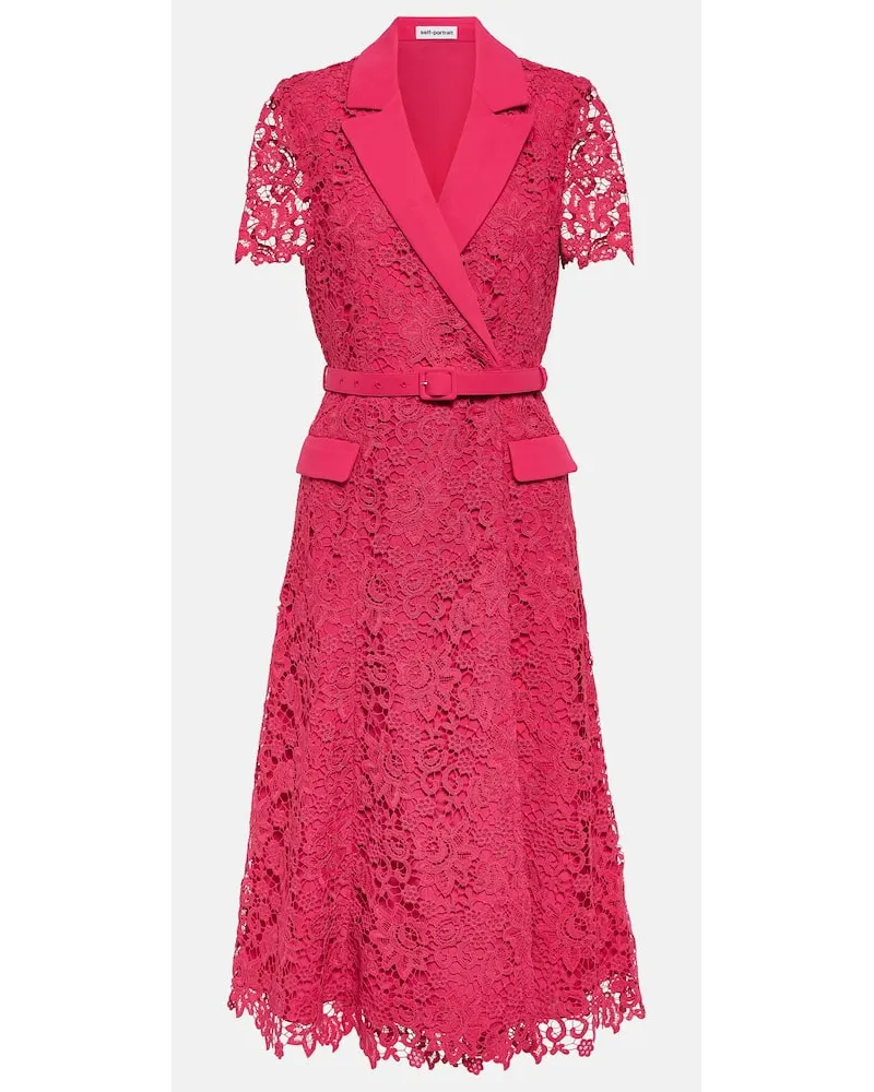 Self-Portrait Midikleid aus Spitze Pink