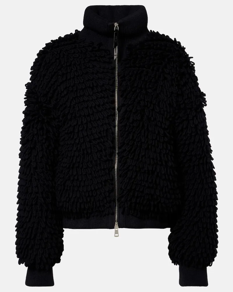Moncler Daunenjacke aus einem Wollgemisch Schwarz