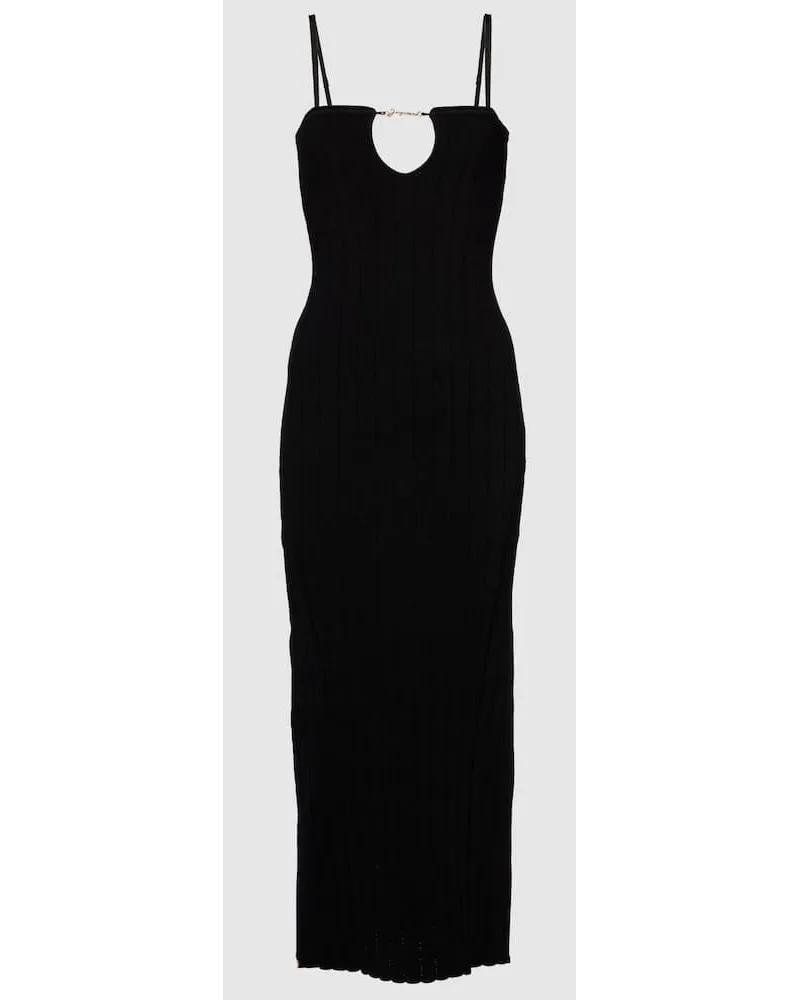 Jacquemus Midikleid La Robe Sierra Bretelles Schwarz