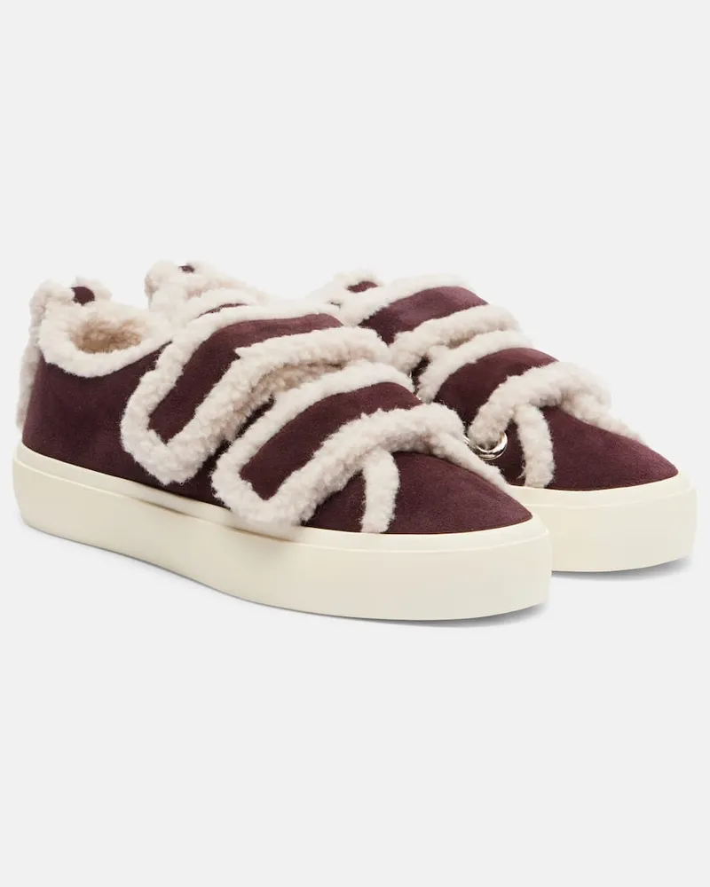 INUIKII Sneakers aus Veloursleder mit Shearling Burgund