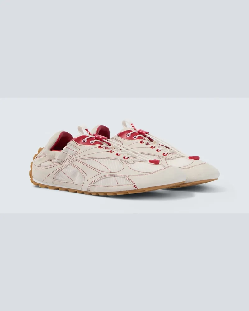 Bottega Veneta Sneakers Orbit Flash aus Mesh mit Veloursleder Weiß