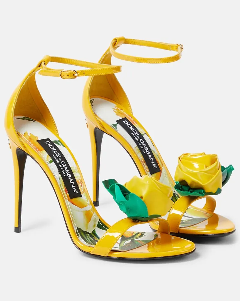 Dolce & Gabbana Verzierte Sandalen Keira aus Lackleder Gelb
