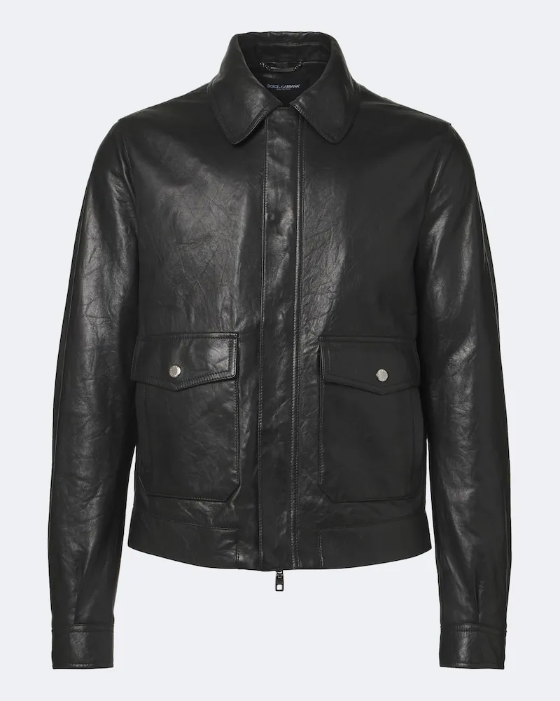 Dolce & Gabbana Lederjacke Schwarz