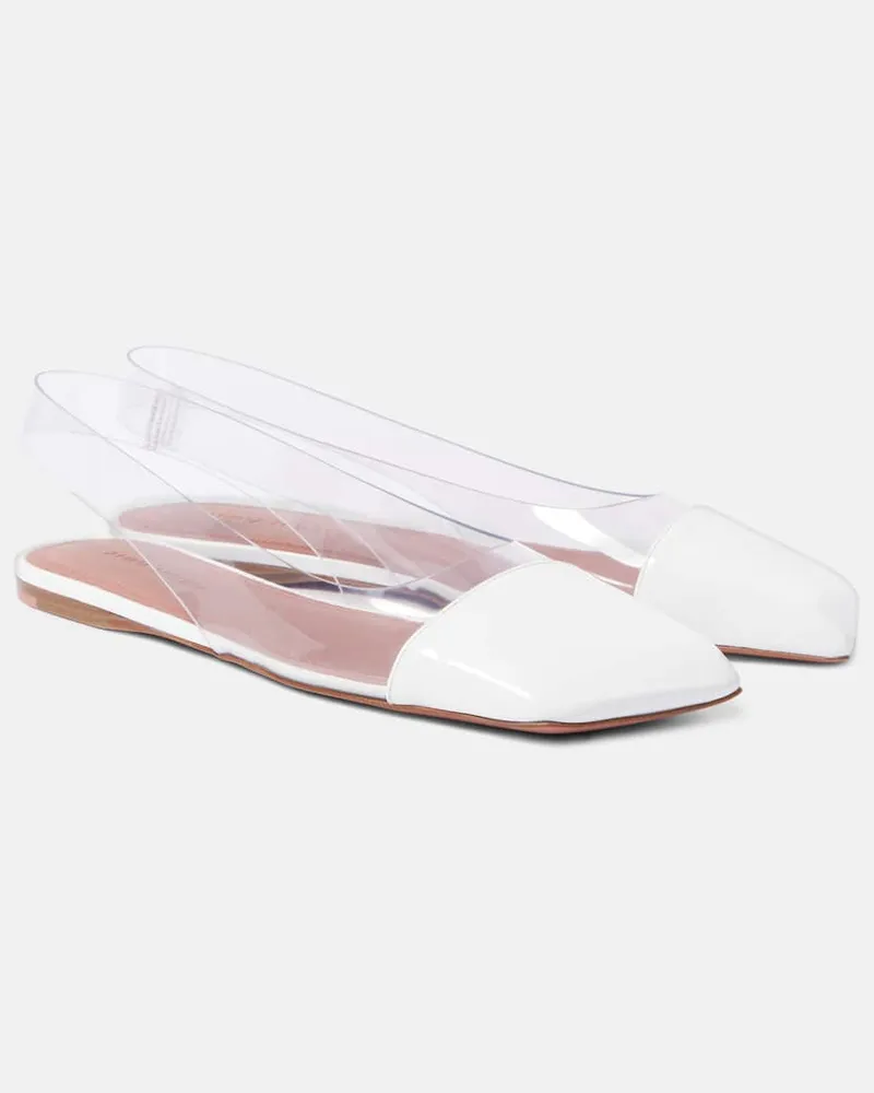 Amina Muaddi Slingback-Ballerinas Ane Glass mit Lackleder Weiß