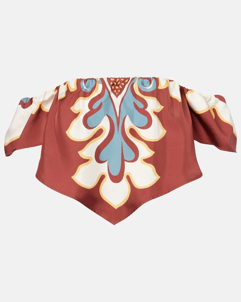 La DoubleJ Off-Shoulder-Top Sand Dollar aus Seide Multicolor