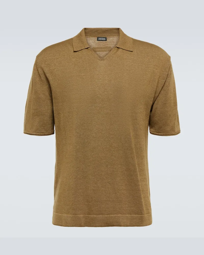 Ermenegildo Zegna Polohemd aus Baumwoll-Piqué Grün