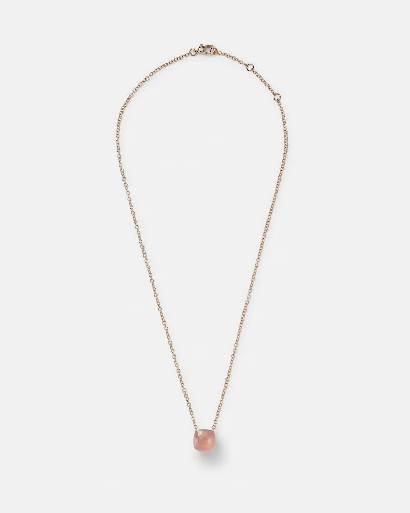 Pomellato Halskette Nudo aus 18kt Rosé- und Weißgold mit Rosenquarz Rosa