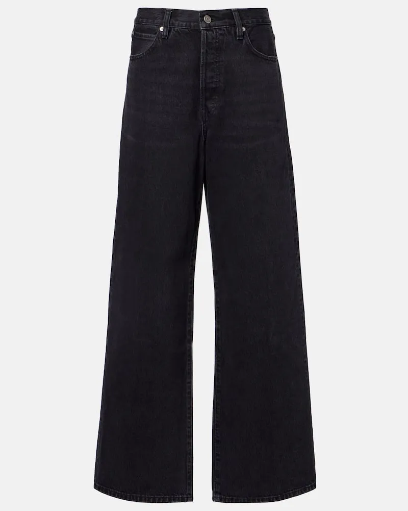 Frame Denim Mid-Rise Wide-Leg Jeans The Collegiate Schwarz
