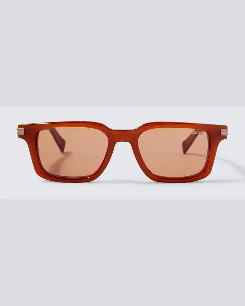 Ermenegildo Zegna Eckige Sonnenbrille Braun