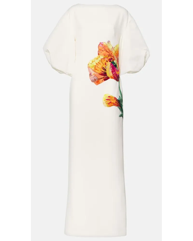 Safiyaa Verzierte Robe Amira aus Crepe Weiss