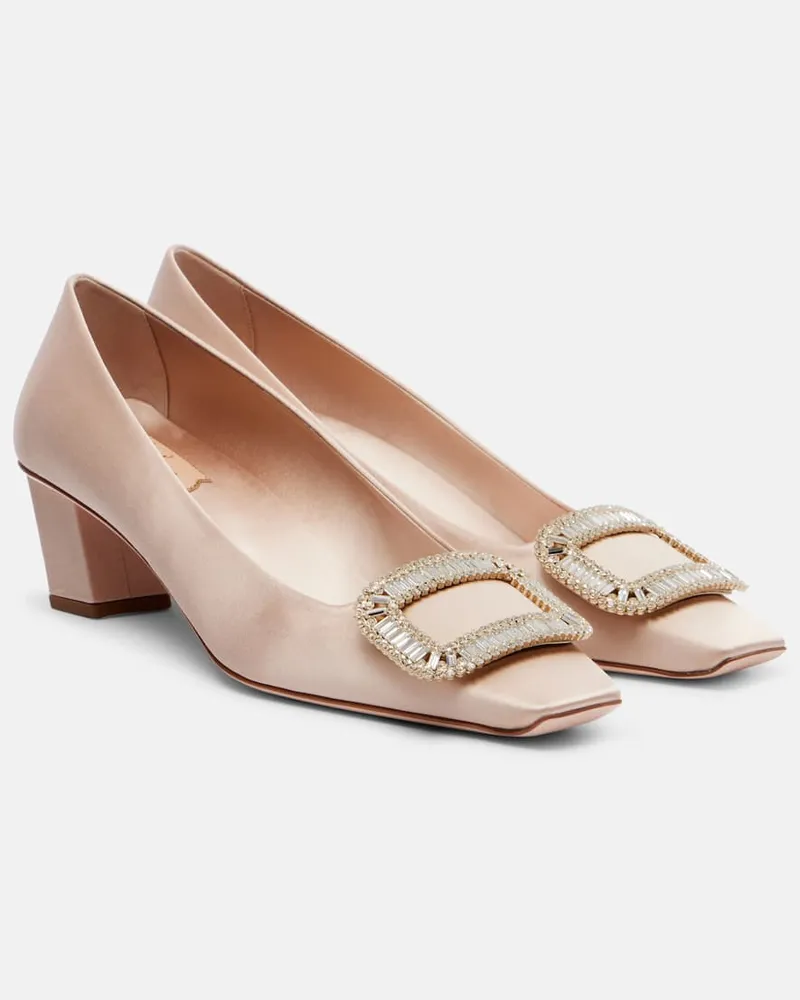 Roger Vivier Verzierte Pumps Belle Vivier 45 aus Satin Beige