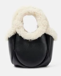 COPERNI Bucket-Bag Swipe Mini aus Leder mit Faux Fur Schwarz