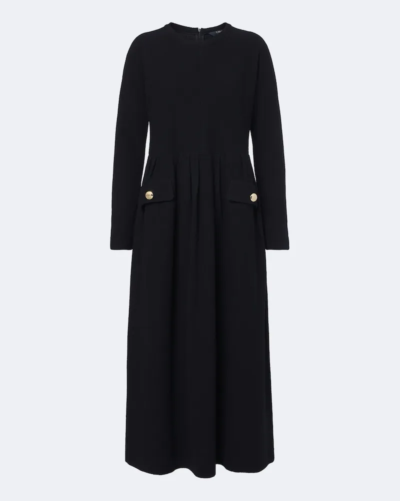 Max Mara Midikleid aus einem Woll- und Baumwollgemisch Blau