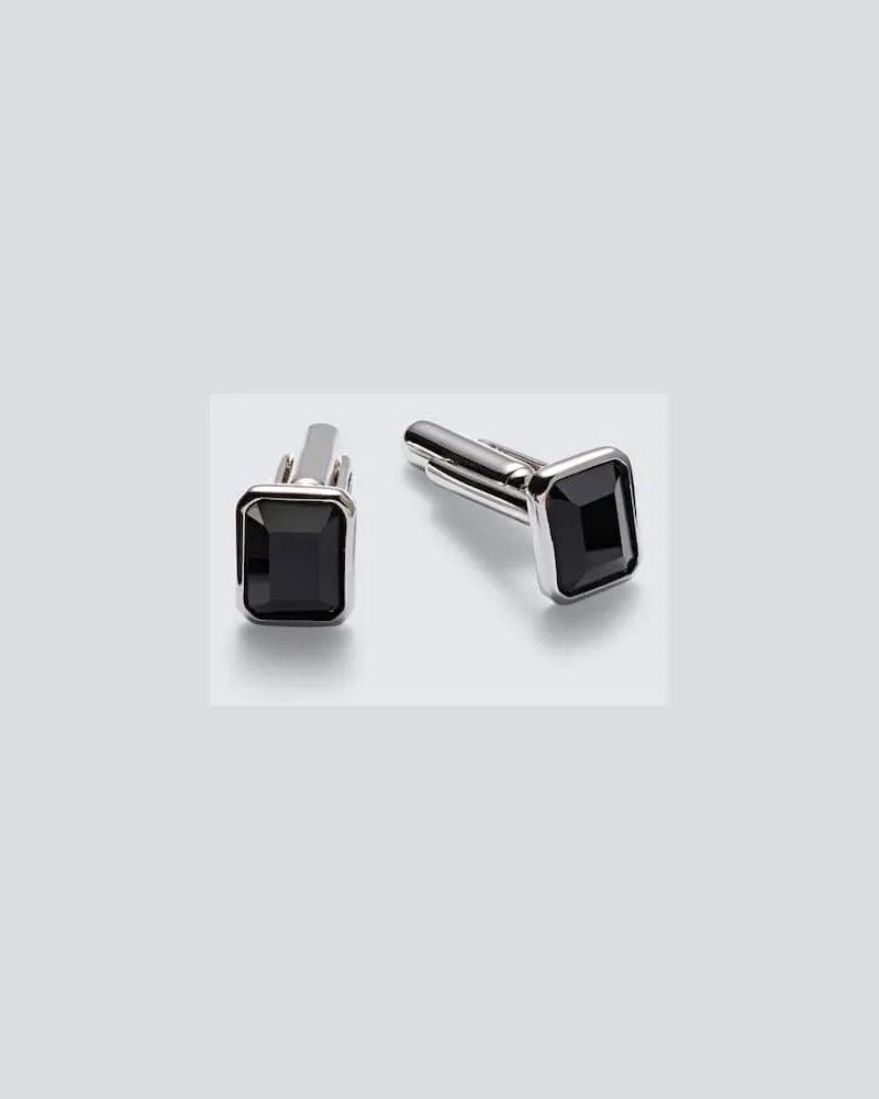 MATEO Manschettenknöpfe aus Sterlingsilber mit Onyx Silber