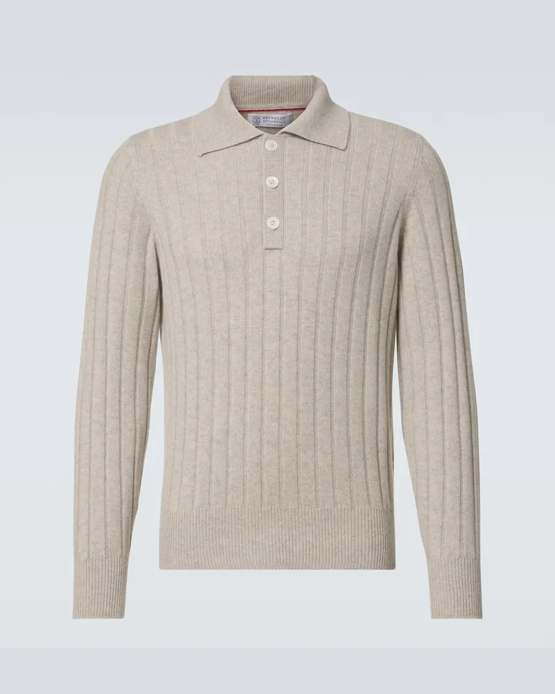 Brunello Cucinelli Polopullover aus Kaschmir Grau