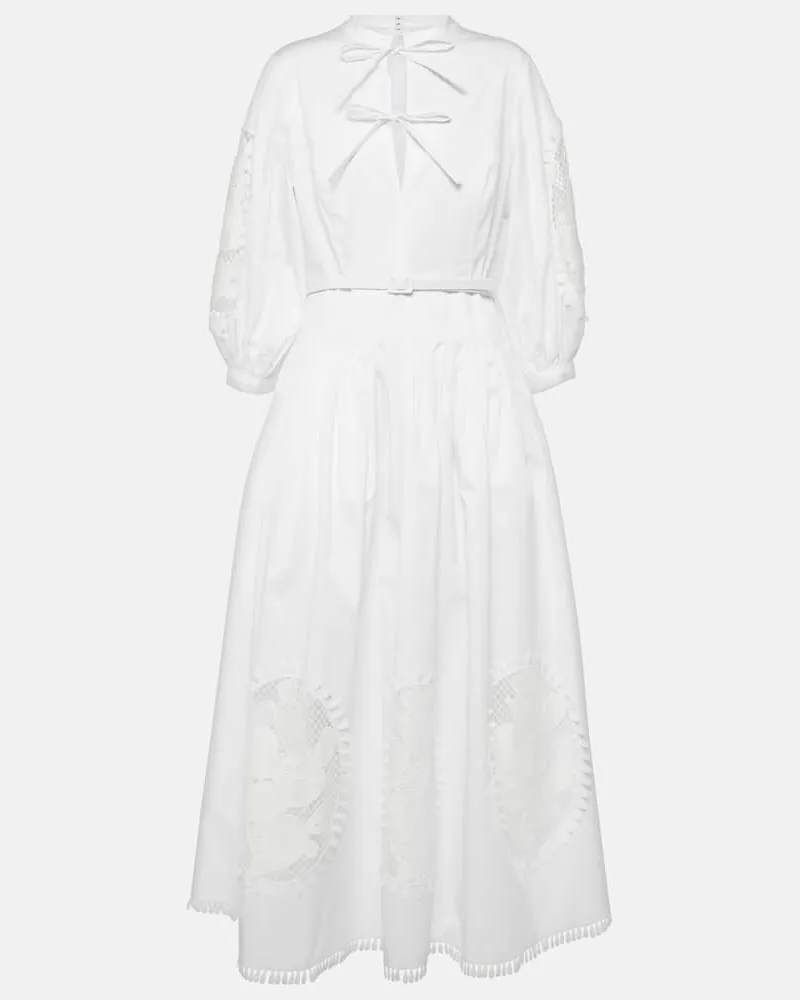 Oscar de la Renta Maxikleid aus einem Baumwollgemisch Weiß