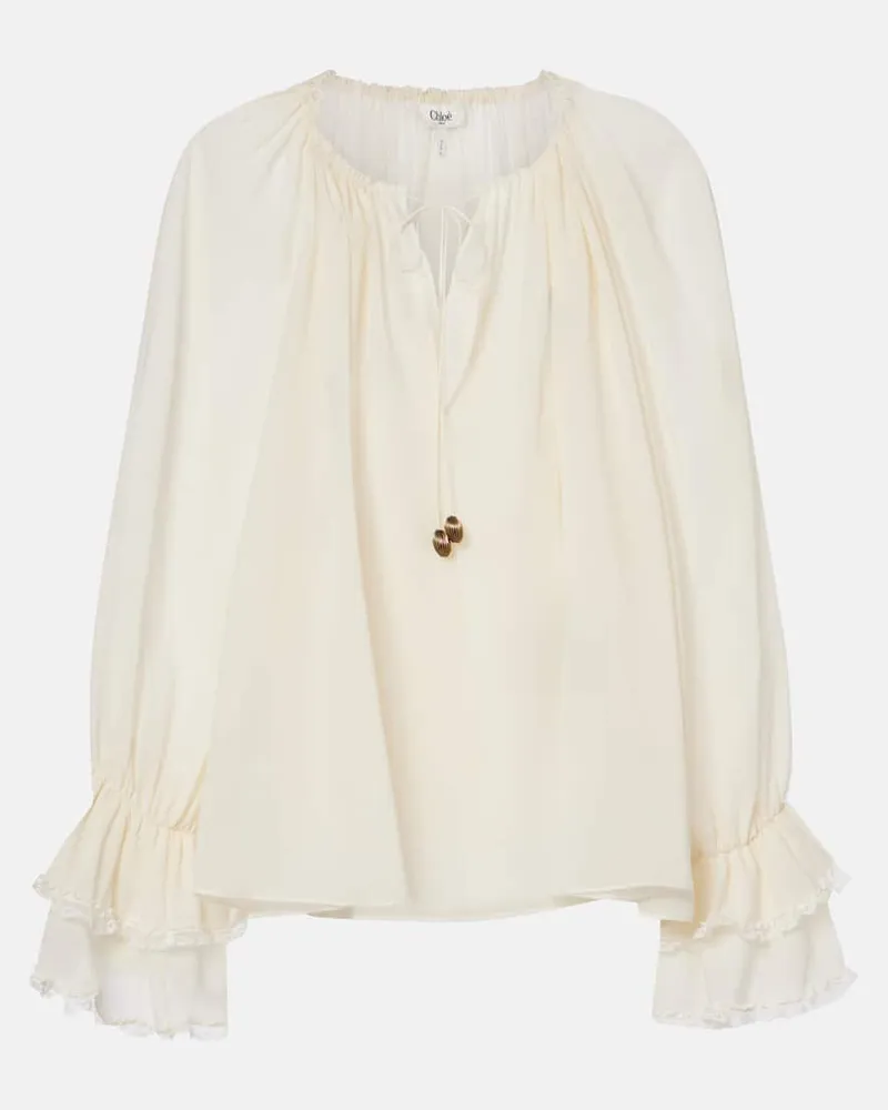 Chloé Chloé Top aus Seiden-Georgette Weiß