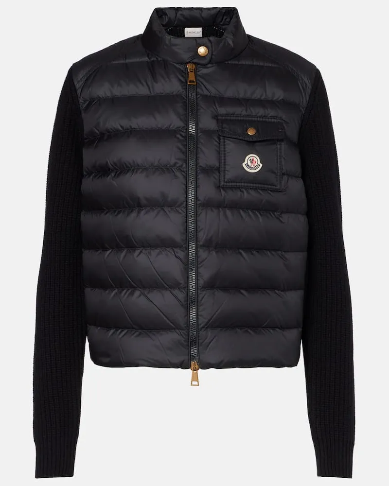 Moncler Daunenjacke mit Wolle und Kaschmir Schwarz