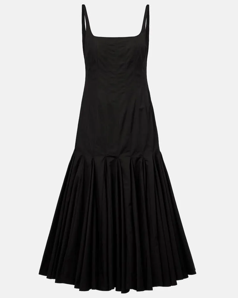 Jacquemus Midikleid Agave aus Baumwollpopeline Schwarz
