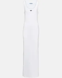 Prada Maxikleid aus Baumwoll-Jersey Weiss