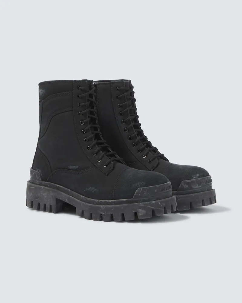 Balenciaga Schnürstiefel Combat Strike aus Canvas Schwarz