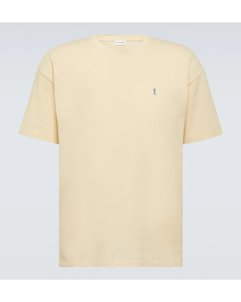 Saint Laurent T-Shirt Cassandre aus einem Baumwollgemisch Gelb