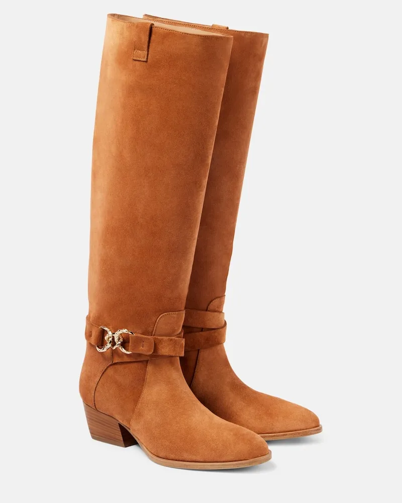Ulla Johnson Westernstiefel Willow aus Veloursleder Braun