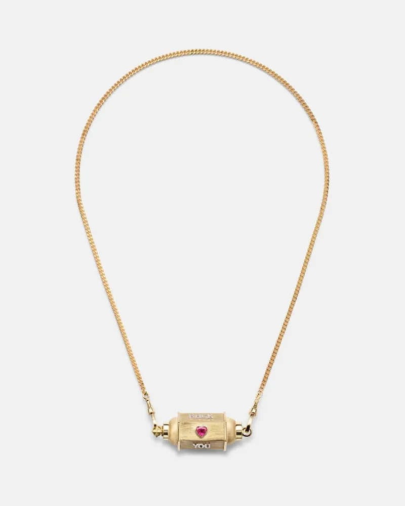 Marie Lichtenberg Halskette Love You aus 18kt Gelbgold mit Diamant und Rubin Gold