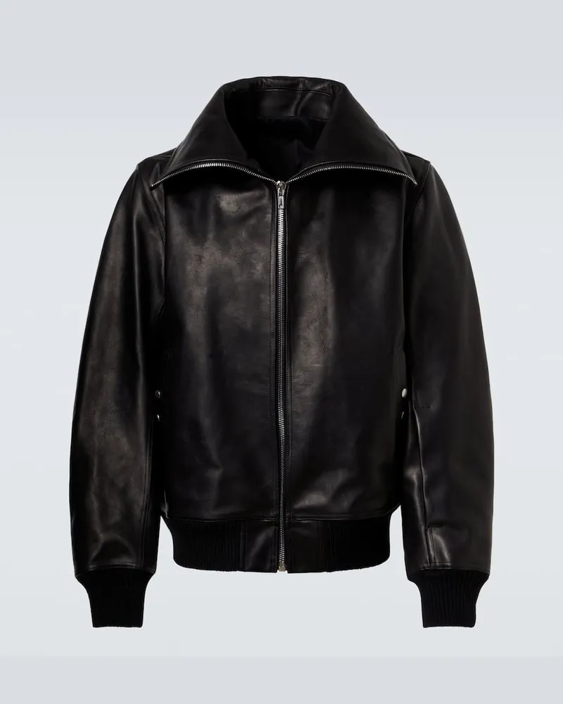 Rick Owens Lederjacke Blixa Dracucollar Schwarz